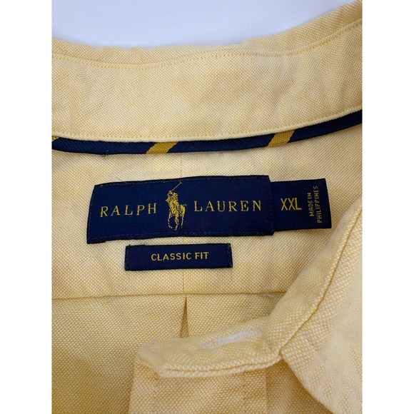 Ralph Lauren Button Down Mens XXL Shirt Yellow Classic Fit Oxford Long Sleeve - Picture 2 of 9